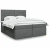 Image de vidaXL Sommier Ã  lattes de lit avec matelas Gris foncÃ© 200x200cm Tissu