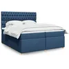 Image de vidaXL Sommier Ã  lattes de lit avec matelas Bleu 200x200 cm Tissu
