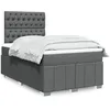 Image de vidaXL Sommier Ã  lattes de lit avec matelas Gris foncÃ© 120x200cm Tissu