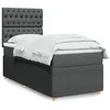 Image de vidaXL Sommier Ã  lattes de lit et matelas Gris foncÃ© 90x190 cm Tissu