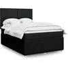 Image de vidaXL Sommier Ã  lattes de lit avec matelas Noir 140x190 cm Tissu