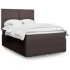 Image de vidaXL Sommier Ã  lattes de lit avec matelas Marron foncÃ© 140x190 cm
