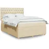 Image de vidaXL Sommier Ã  lattes de lit avec matelas CrÃ¨me 140x190 cm Tissu