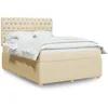 Image de vidaXL Sommier Ã  lattes de lit avec matelas CrÃ¨me 160x200 cm Tissu