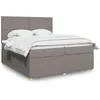 Image de vidaXL Sommier Ã  lattes de lit avec matelas Taupe 200x200 cm Tissu