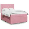 Image de vidaXL Sommier Ã  lattes de lit avec matelas Rose 160x200 cm Velours