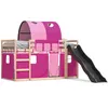 Image de vidaXL Lit superposÃ© avec toboggan et rideaux rose 90x190 cm
