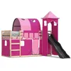 Image de vidaXL Lit superposÃ© avec toboggan et rideaux rose 80x200 cm