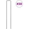 Image de Vidaxl Piquets De Sol En Forme De U 50 Pcs 20x4 Cm Acier GalvanisÃ©