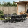 Image de Vidaxl Ensemble Ã Manger De Jardin 13 Pcs Coussins Noir RÃ©sine TressÃ©e
