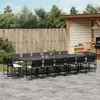 Image de Vidaxl Ensemble Ã Manger De Jardin 17 Pcs Coussins Noir RÃ©sine TressÃ©e