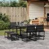 Image de Vidaxl Ensemble Ã Manger De Jardin Avec Coussins 9 Pcs Noir TextilÃ¨ne