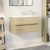 Image de Vidaxl Armoire D'Ã©vier ChÃªne Sonoma 80x38,5x45 Cm Bois D'ingÃ©nierie