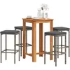 Image de Vidaxl Ensemble De Bar De Jardin 5 Pcs Gris Bois Massif Acacia Rotin