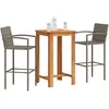 Image de Vidaxl Ensemble De Bar De Jardin 3 Pcs Gris Bois Massif Acacia Rotin