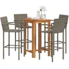 Image de Vidaxl Ensemble De Bar De Jardin 5 Pcs Gris Bois Massif Acacia Rotin