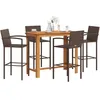 Image de Vidaxl Ensemble De Bar De Jardin 5 Pcs Marron Bois Massif Acacia Rotin