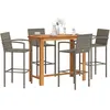 Image de Vidaxl Ensemble De Bar De Jardin 5 Pcs Gris Bois Massif Acacia Rotin