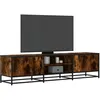 Image de vidaXL Meuble TV chÃªne fumÃ© 160x35x41 cm bois d'ingÃ©nierie et mÃ©tal