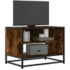 Image de vidaXL Meuble TV chÃªne fumÃ© 61x40x46 cm bois d'ingÃ©nierie et mÃ©tal