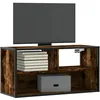 Image de vidaXL Meuble TV chÃªne fumÃ© 80x31x39,5 cm bois d'ingÃ©nierie et mÃ©tal