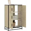 Image de Vidaxl Buffet Haut ChÃªne Sonoma 68x35x106,5 Cm Bois IngÃ©nierie MÃ©tal