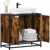 Image de vidaXL Armoire de lavabo de salle de bain chÃªne fumÃ© 65x33x60 cm