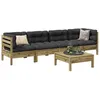 Image de Vidaxl Salon De Jardin 5 Pcs Avec Coussins Bois De Pin ImprÃ©gnÃ©