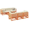 Image de Vidaxl Salon De Jardin 7 Pcs Avec Coussins Cire Marron Bois Pin Massif