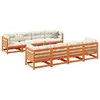 Image de Vidaxl Salon De Jardin 9 Pcs Avec Coussins Marron Cire Bois Pin Massif