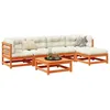 Image de Vidaxl Salon De Jardin 6 Pcs Avec Coussins Cire Marron Bois Pin Massif