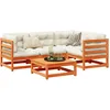 Image de Vidaxl Salon De Jardin 5 Pcs Avec Coussins Cire Marron Bois Pin Massif