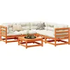 Image de Vidaxl Salon De Jardin 6 Pcs Avec Coussins Cire Marron Bois Pin Massif