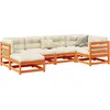 Image de Vidaxl Salon De Jardin 6 Pcs Avec Coussins Cire Marron Bois Pin Massif