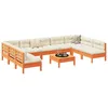 Image de Vidaxl Salon De Jardin 10pcs Avec Coussins Cire Marron Bois Pin Massif