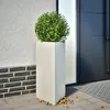Image de Vidaxl JardiniÃ¨res 2 Pcs Blanc Triangulaire 40x34,5x70 Cm Acier