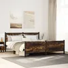 Image de vidaXL Cadre de lit en mÃ©tal sans matelas chÃªne fumÃ© 180x200 cm