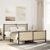 Image de vidaXL Cadre de lit en mÃ©tal sans matelas chÃªne sonoma 140x190 cm