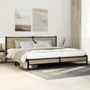 Image de Vidaxl Cadre De Lit En MÃ©tal Sans Matelas ChÃªne Sonoma 193x203 Cm
