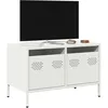 Image de vidaXL Meuble TV blanc 68x39x43,5 cm acier laminÃ© Ã  froid