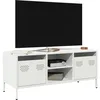 Image de vidaXL Meuble TV blanc 101,5x39x43,5 cm acier laminÃ© Ã  froid