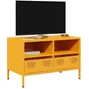 Image de vidaXL Meuble TV jaune moutarde 68x39x43,5 cm acier laminÃ© Ã  froid