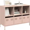 Image de vidaXL Buffet rose 101,5x39x73,5 cm acier laminÃ© Ã  froid