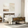 Image de vidaXL Cadre de lit en mÃ©tal sans matelas chÃªne fumÃ© 120x190 cm