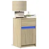 Image de Vidaxl Armoires De Chevet Et LumiÃ¨res Led 2 Pcs ChÃªne Sonoma