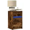 Image de Vidaxl Armoire De Chevet Et LumiÃ¨res Led ChÃªne FumÃ© Bois D'ingÃ©nierie