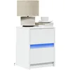 Image de vidaXL Armoires de chevet et lumiÃ¨res LED 2pcs blanc bois d'ingÃ©nierie