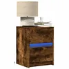 Image de Vidaxl Armoires De Chevet Et LumiÃ¨res Led 2 Pcs ChÃªne FumÃ©