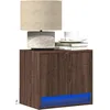 Image de vidaXL Tables de chevet murales avec lumiÃ¨res LED 2 pcs chÃªne marron