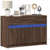 Image de vidaXL Meuble TV avec LED chÃªne marron 91x34x61 cm bois d'ingÃ©nierie